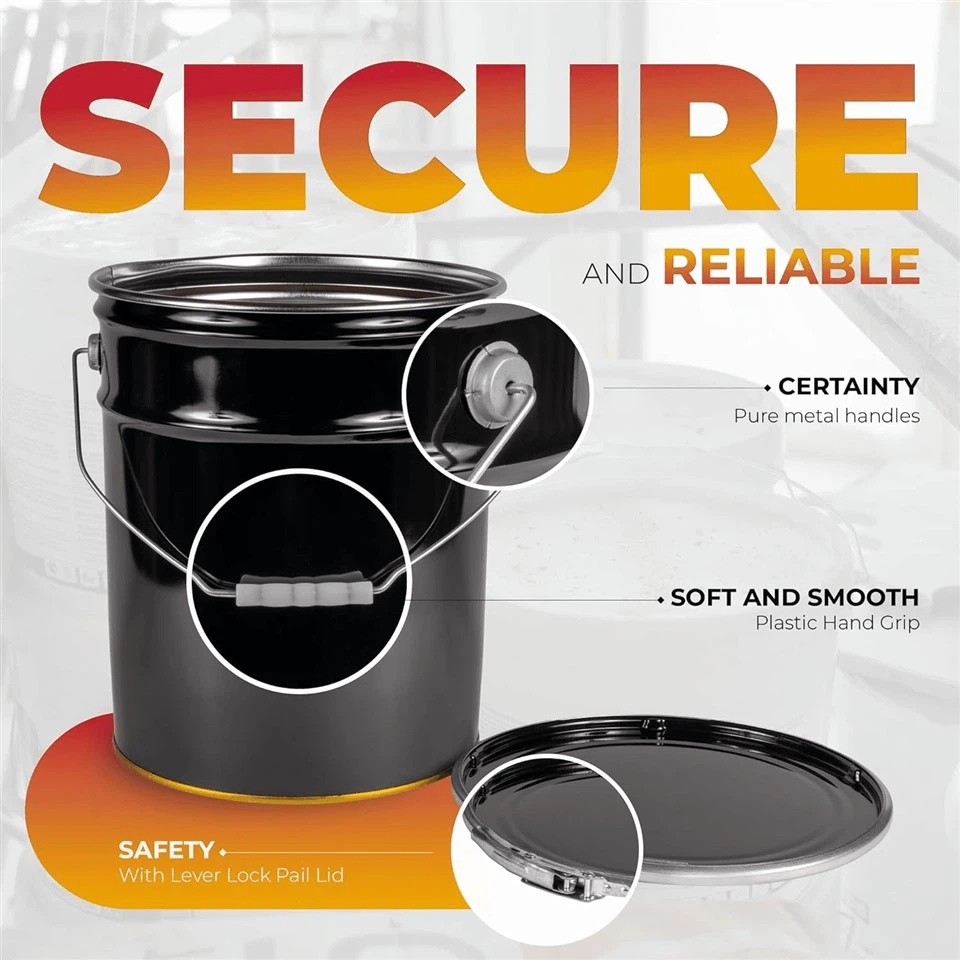 5 galon siyah metal kova ve kol kilit kovası kapağı